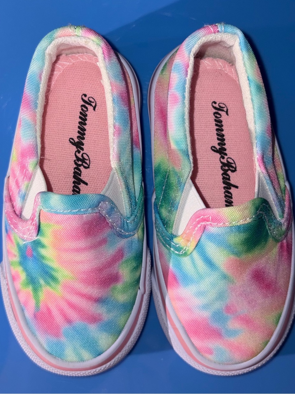 Tommy Bahama Kids Tie-Dye Slip-On Sneakers in Pink, Blue, Green